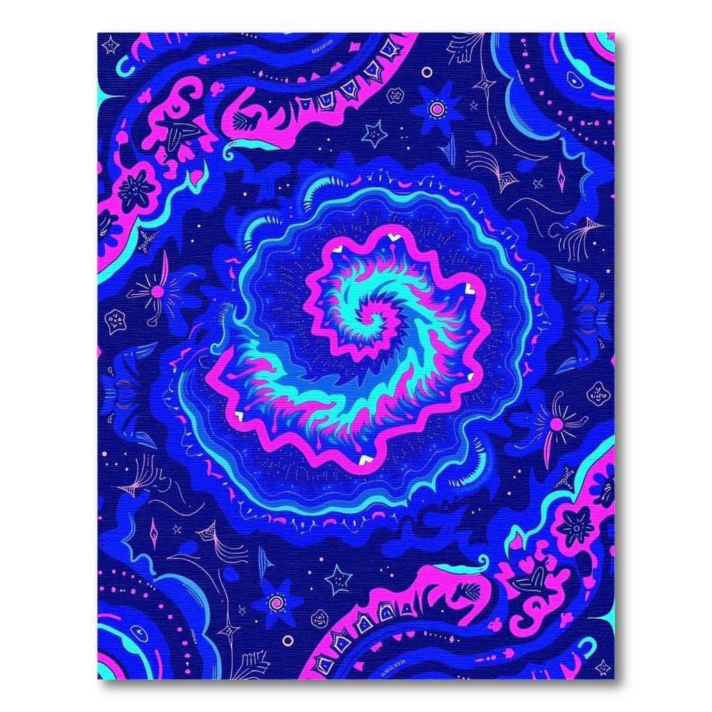 Vibrant Cyan Pink Swirls Abstract Rug