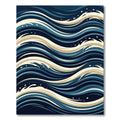Deep Blue Wavy Ocean Lines Rug