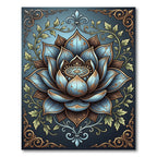 Ornate Blue Lotus Floral Filigree Rug