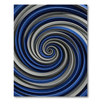 Modern Navy and Silver Hypnotic Swirl Rug