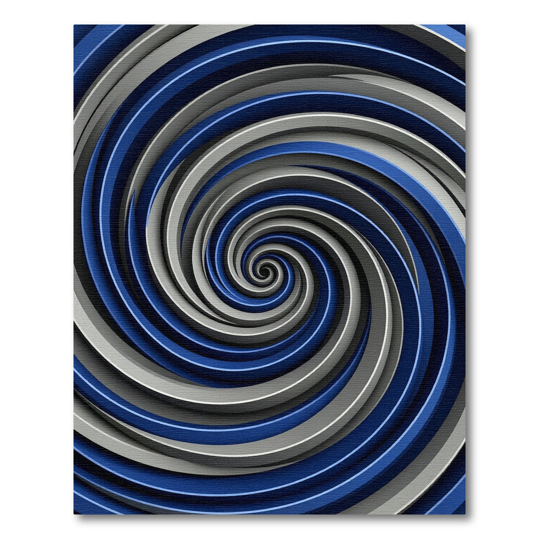 Modern Navy and Silver Hypnotic Swirl Rug
