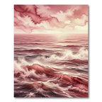 Crimson Sea Wave Watercolor Vista Rug