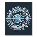 Icy Blue Winter Snowflake Crystal Wreath Rug