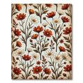 Rustic Orange White Floral Stem Rug