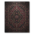 Ornate Crimson Black Floral Medallion Rug