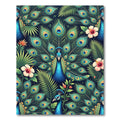 Vibrant Tropical Peacock Feather Floral Art Rug
