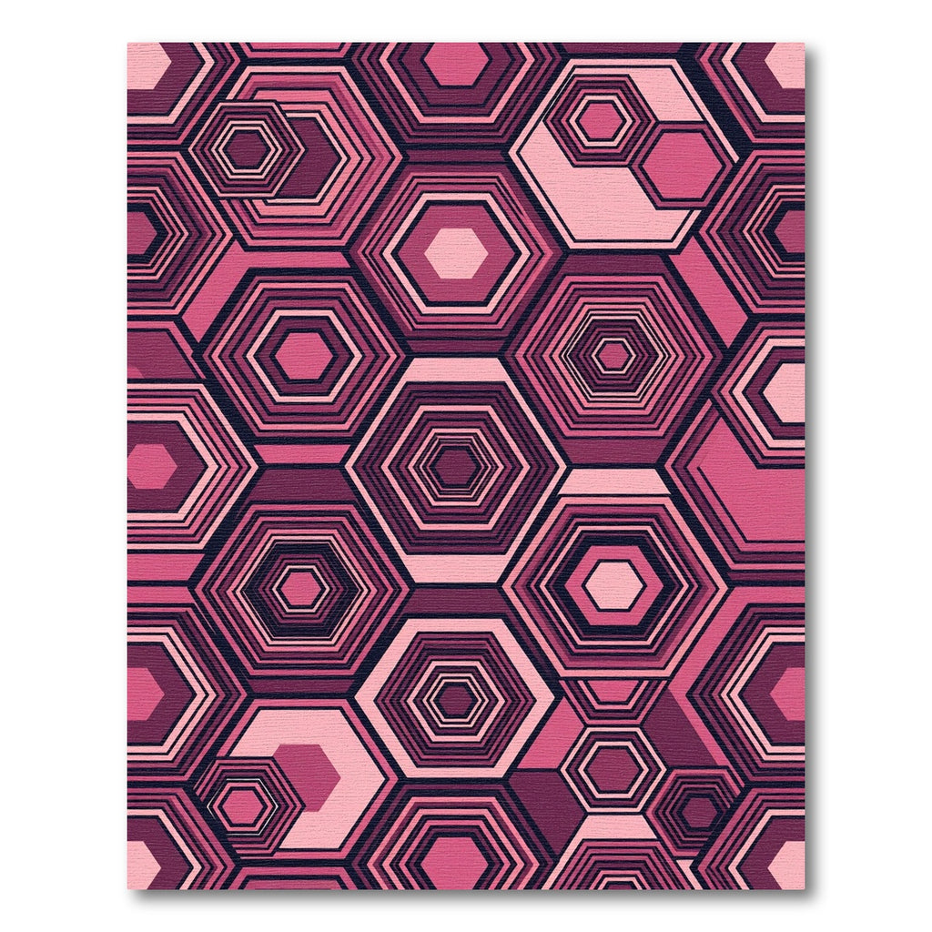 Sophisticated Pink Geometric Hexagon Mosaic Rug