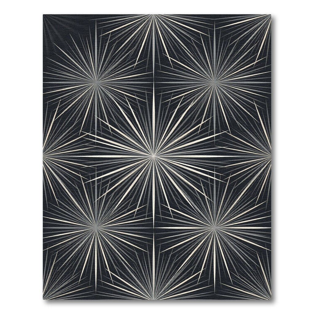 Monochrome Starburst Geometric Radiant Art Rug