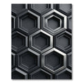 Metallic Monochrome Geometric Hexagonal Grid Rug