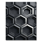 Metallic Monochrome Geometric Hexagonal Grid Rug