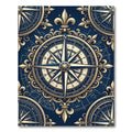 Golden Nautical Compass Royal Blue Antiquity Rug