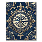 Golden Nautical Compass Royal Blue Antiquity Rug