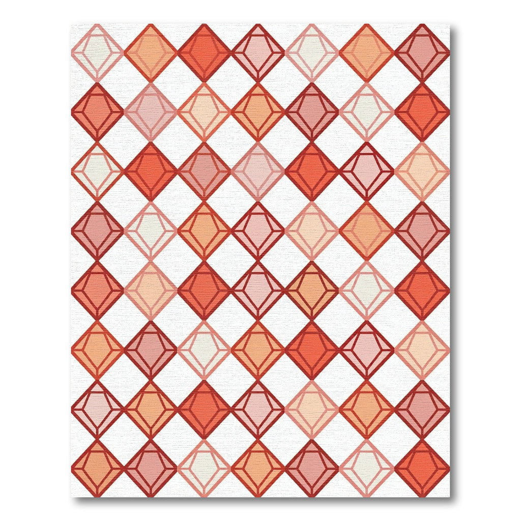 Geometric Coral Diamond Grid Rug