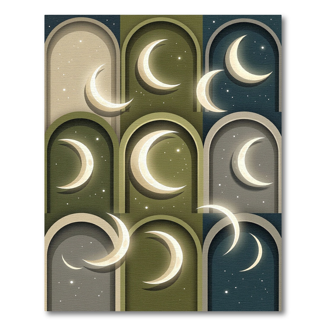 Arched Lunar Celestial Phases Wall Decor Rug