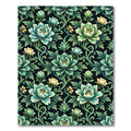 Emerald Teal Floral Scroll Garden Rug