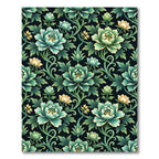 Emerald Teal Floral Scroll Garden Rug