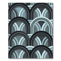 Mid Century Modern Arched Blue Geometric Rug