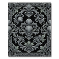 Ornate Gray Shell Leaf Scrollwork Rug
