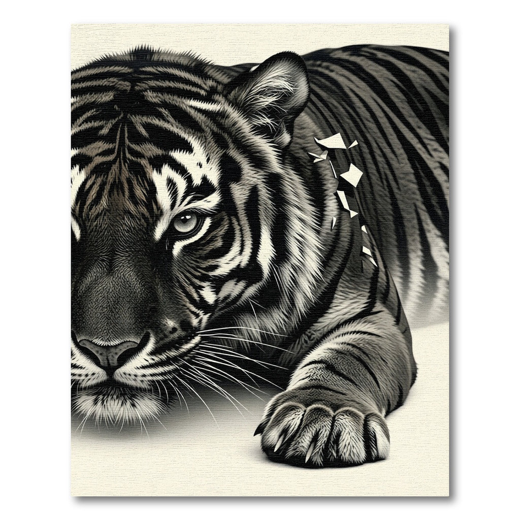 Monochromatic Tiger Face Close Up Rug