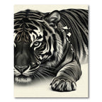 Monochromatic Tiger Face Close Up Rug