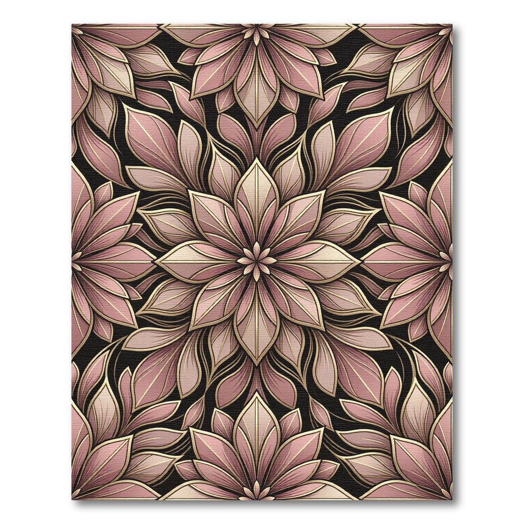 Blush Pink Floral Art Nouveau Mandala Rug