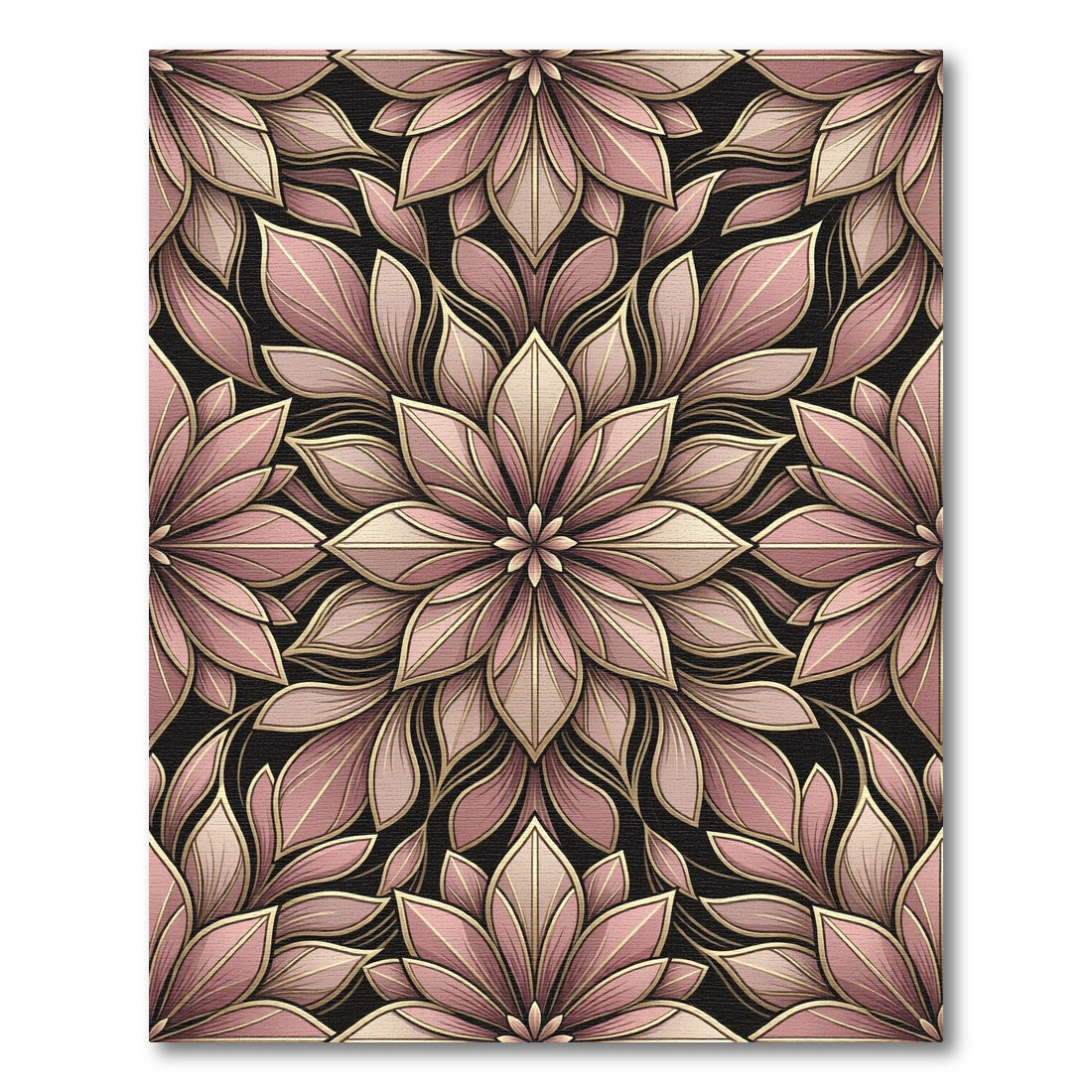 Blush Pink Floral Art Nouveau Mandala Rug