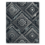 Monochrome Silver Tribal Diamond Geometric Rug