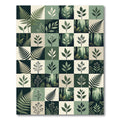 Forest Fern Leaf Botanical Grid Rug