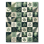 Forest Fern Leaf Botanical Grid Rug