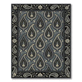 Classic Gray Paisley Floral Border Rug