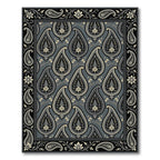 Classic Gray Paisley Floral Border Rug