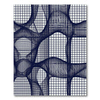 Dark Blue Grid Warp Abstract Rug