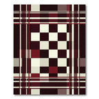 Deep Red White Plaid Checkerboard Rug