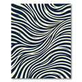 Minimalist Navy and Cream Flowing Wave Rug