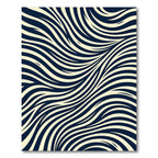 Minimalist Navy and Cream Flowing Wave Rug