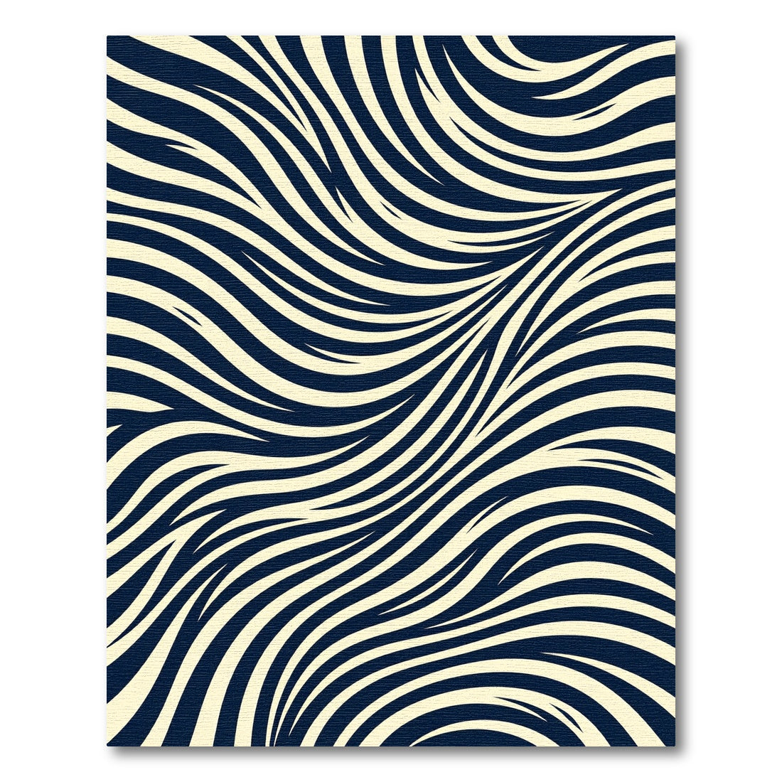 Minimalist Navy and Cream Flowing Wave Rug