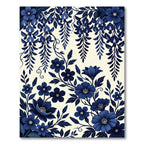 Elegant Indigo Wisteria Botanical Floral Rug