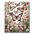 Whimsical Pastel Butterfly Botanical Illustration Rug