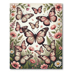 Whimsical Pastel Butterfly Botanical Illustration Rug