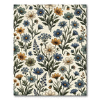 Vintage Blue and Golden Meadow Flora Rug