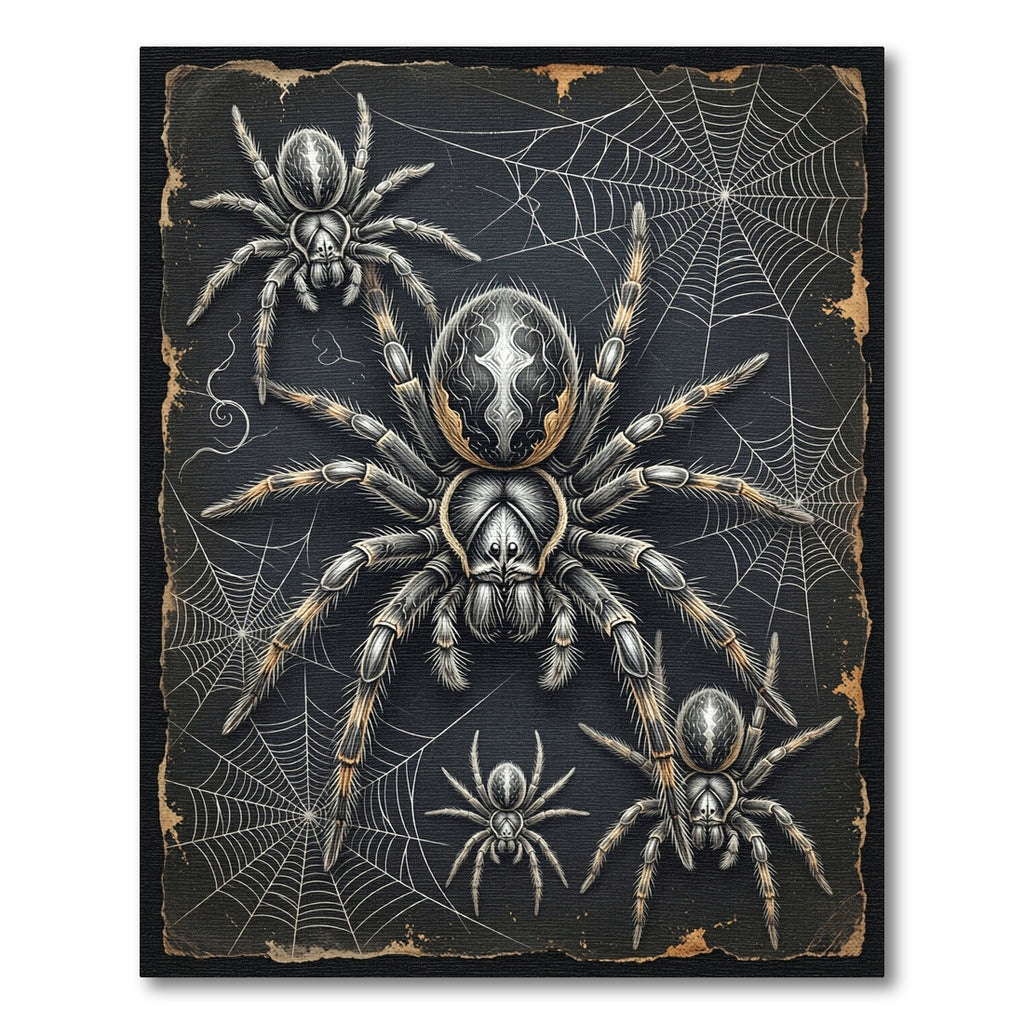 Gothic Black Spiders and Web Art Rug