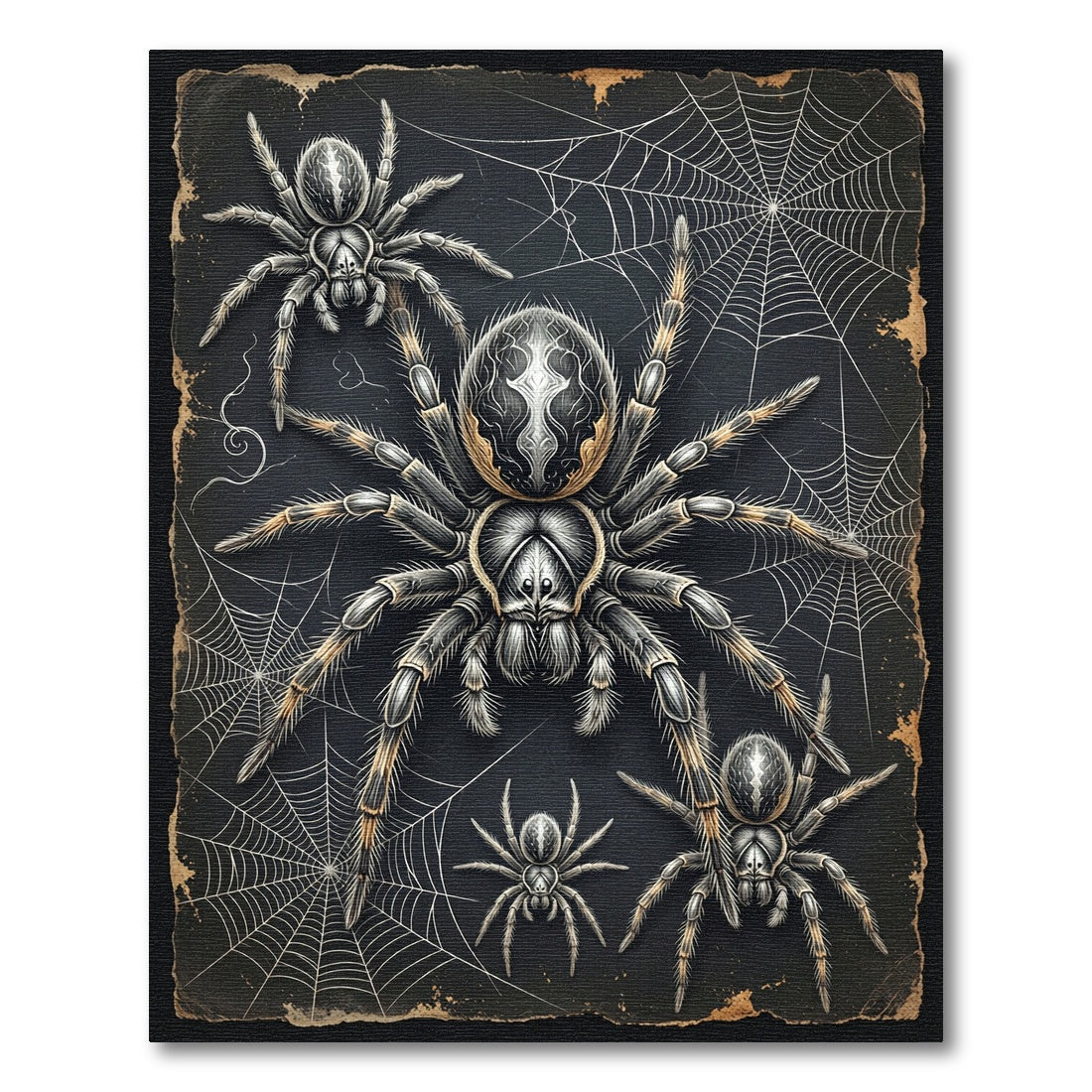 Gothic Black Spiders and Web Art Rug
