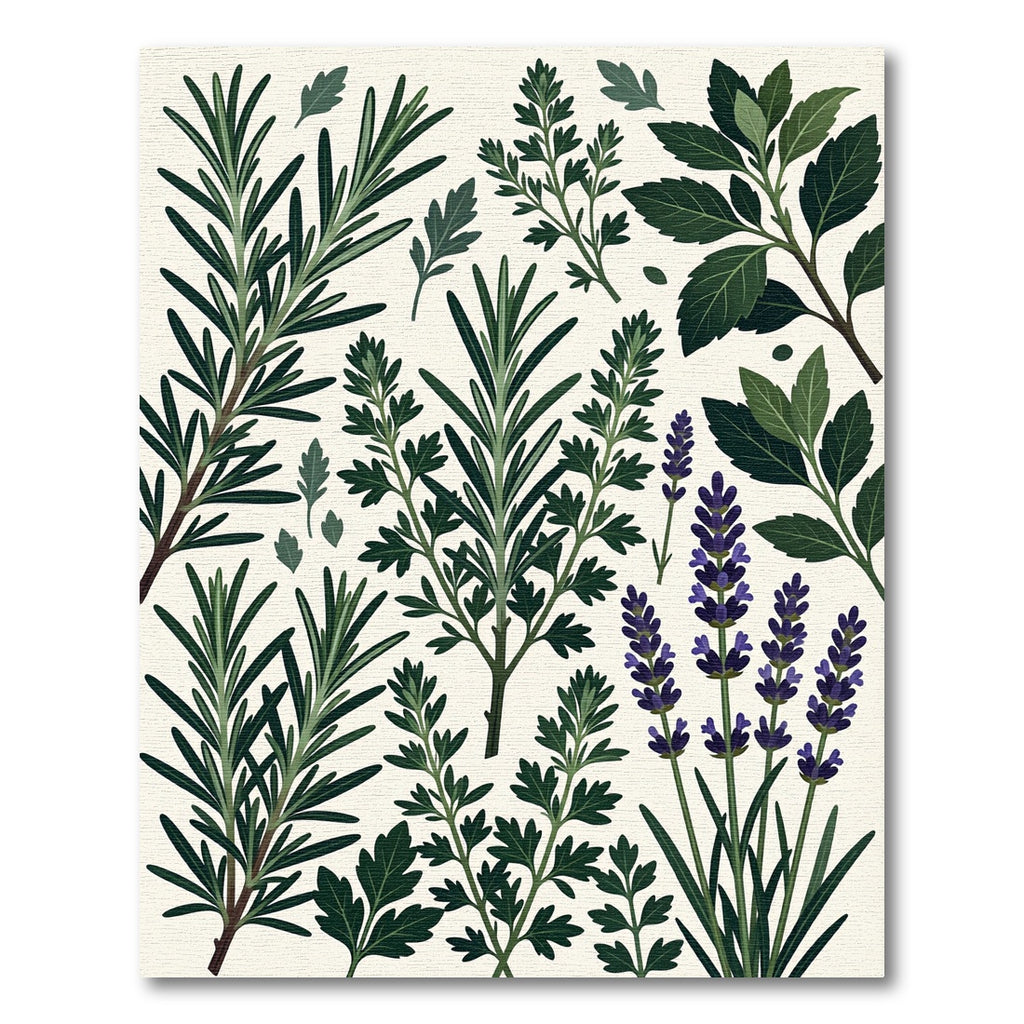 Green Herb Lavender Botanical Assemblage Rug