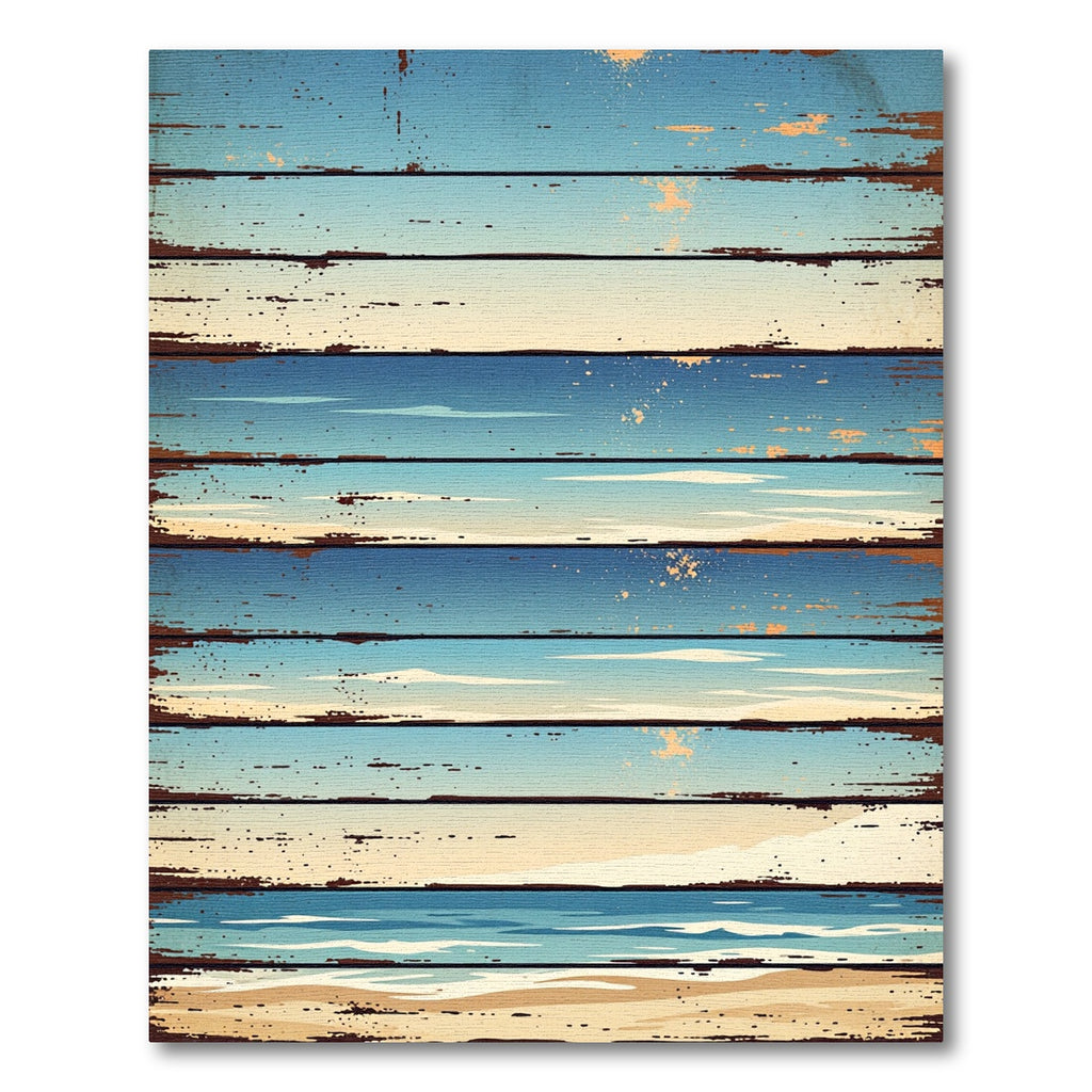 Coastal Beach Horizon Wood Plank Rug