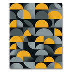 Modern Yellow Gray Geometric Semicircles Rug