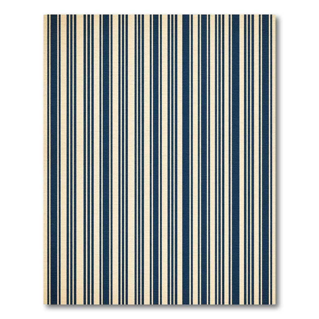 Classic Navy and Cream Pinstripe Rug