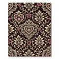 Ornate Damask Heart Scroll Floral Cream Rug