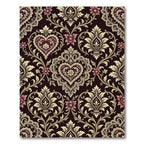Ornate Damask Heart Scroll Floral Cream Rug