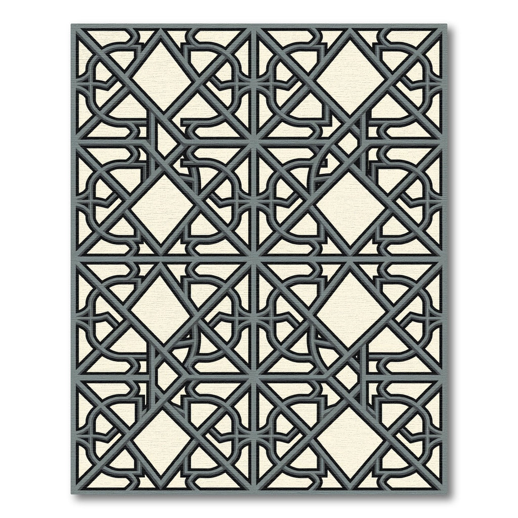 Gray Interlocking Geometric Lattice Rug