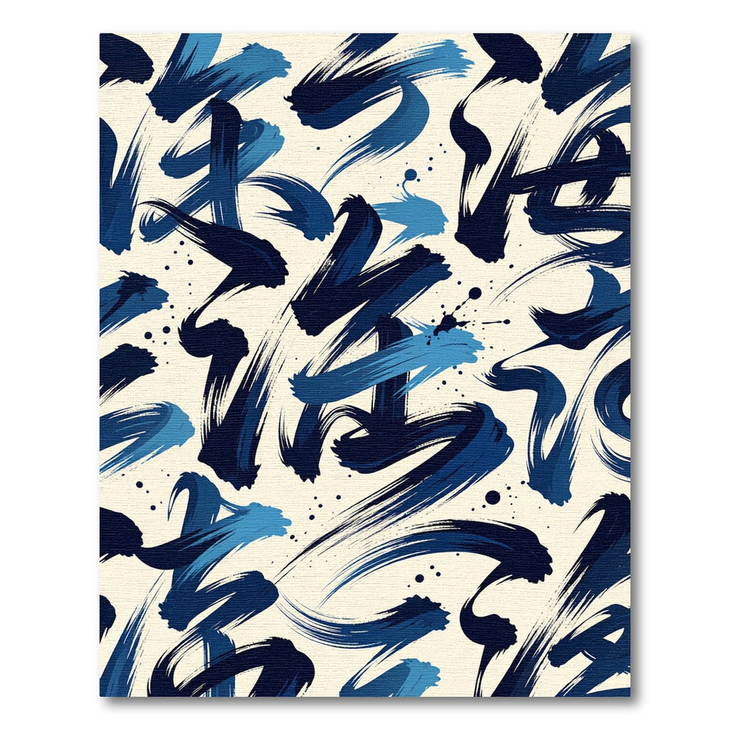 Abstract Navy Ink Brush Stroke Rug
